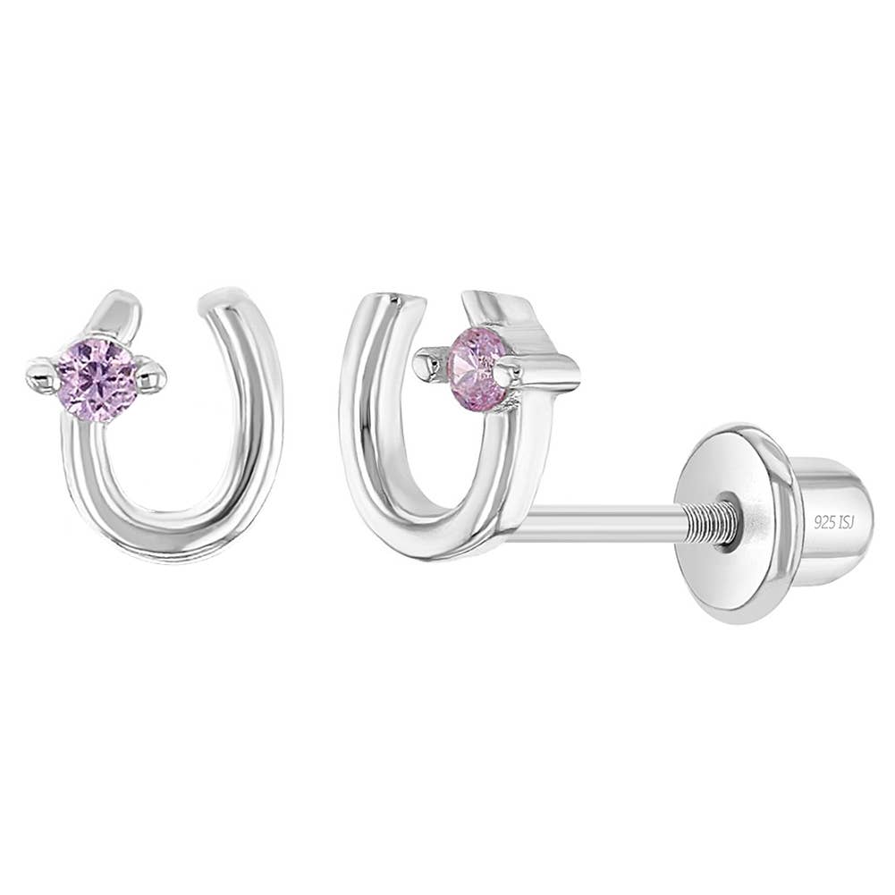 Pink Jeweled Horseshoe Earrings